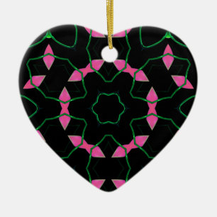 Emerald and Pink Kaleidoscope Ceramic Ornament