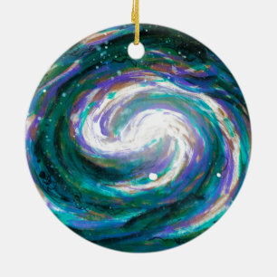 Emerald and Purple Galaxy Ceramic Tree Decoration