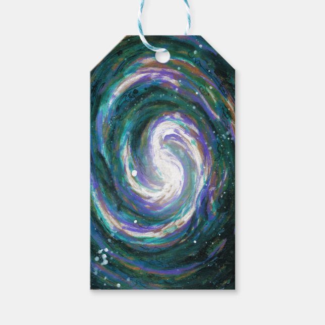 Emerald and Purple Galaxy Gift Tags (Front)