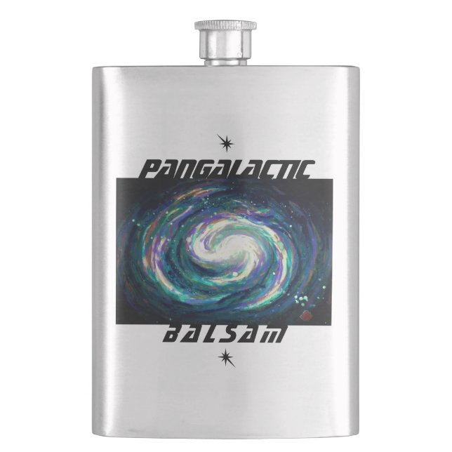 Emerald and Purple Galaxy PanGalactic Balsam Hip Flask (Front)