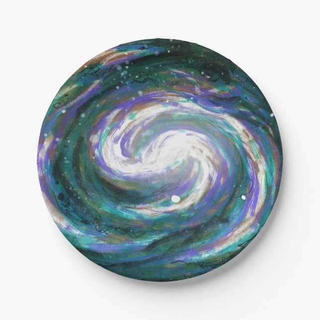 Emerald and Purple Galaxy Paper Plate (Front)