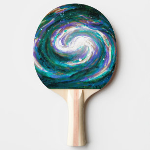 Emerald and Purple Galaxy Ping Pong Paddle