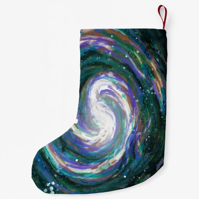 Emerald and Purple Galaxy Small Christmas Stocking (Back)