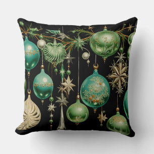 Emerald and Teal Vintage Ornament Garland Cushion