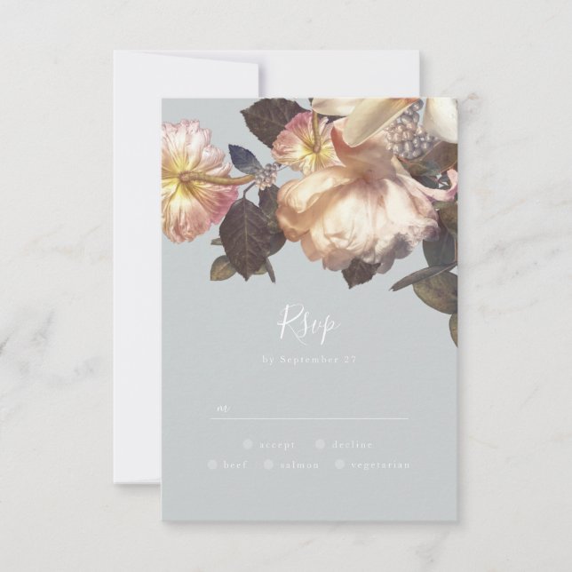 Emerald Antique Vintage RSVP response Card (Front)