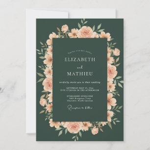 Emerald Apricot Painted Wedding Invitation