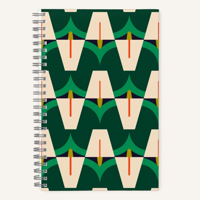 Emerald Arc Modern Geometric Botanical Notebook (Front)