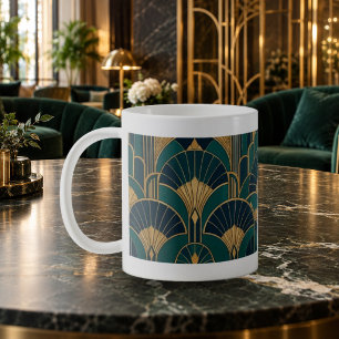Emerald Art Deco Fan Pattern Mug
