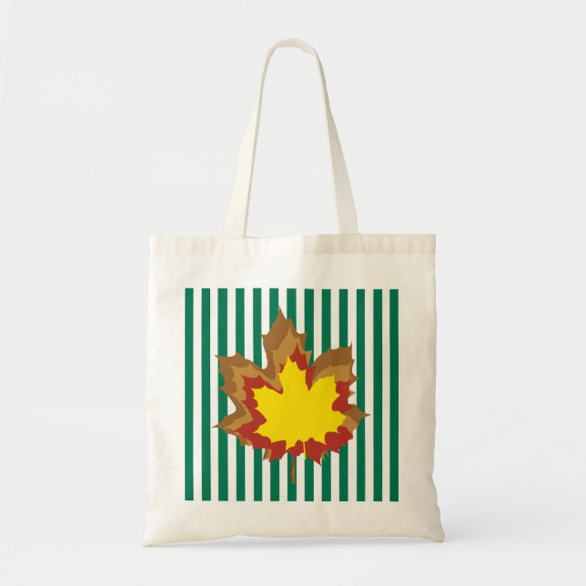 Emerald Autumnal Stripes Tote Bag (Front)