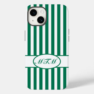 Emerald Autumnal Stripes with monogram Case-Mate iPhone 14 Case