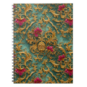 Emerald Baroque Floral with Gold Ornaments Notebook