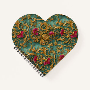 Emerald Baroque Floral with Gold Ornaments Notebook