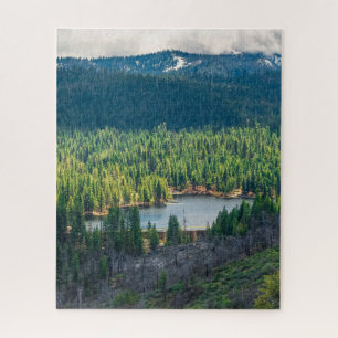 Emerald Basin Beneath Mountain Clouds Jigsaw Puzzle
