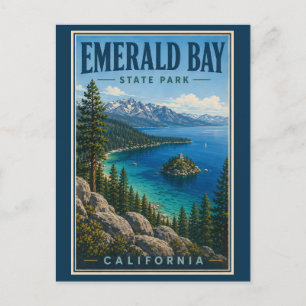 Emerald Bay State Park California Illustration Postcard