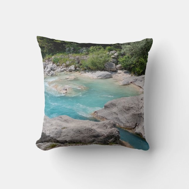 Emerald Beauty Soca River Nature Photography Cushion (Front)
