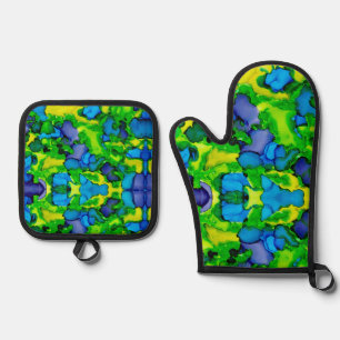 Emerald Bliss Oven Mitt & Pot Holder Set