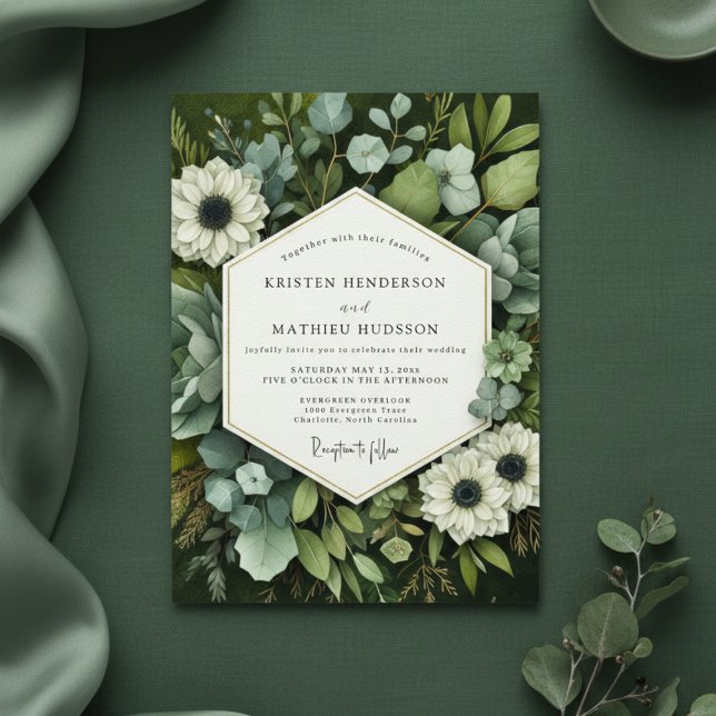 Emerald Bloom Botanical Wedding Invitation (Creator Uploaded)