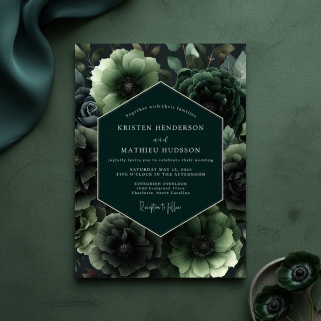 Emerald Bloom Opulent Wedding Invitation (Creator Uploaded)