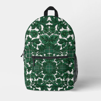 Emerald Bloom Printed Backpack