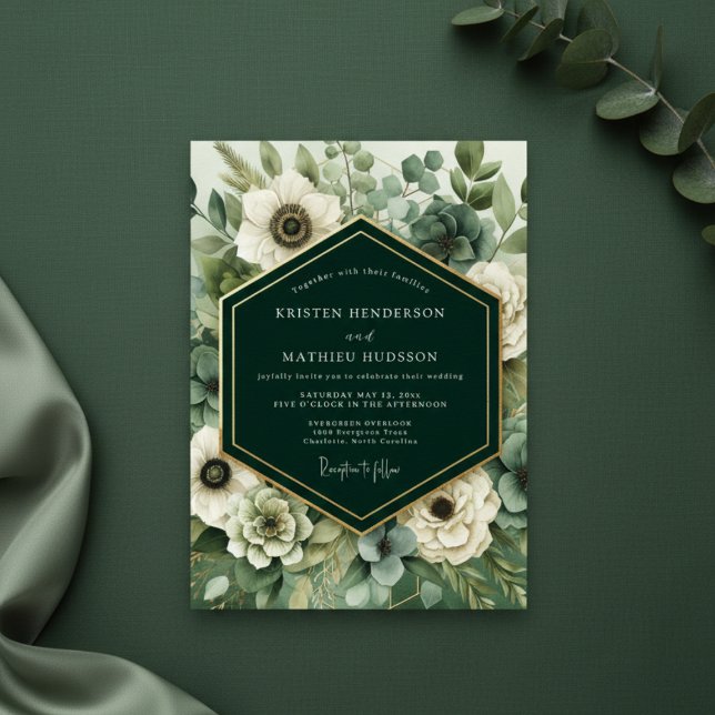 Emerald Bloom Romance Wedding Invitation (Creator Uploaded)