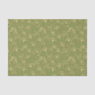 Emerald Botanical Gold Ginkgo Leaf Luxury Pattern Tissue Paper