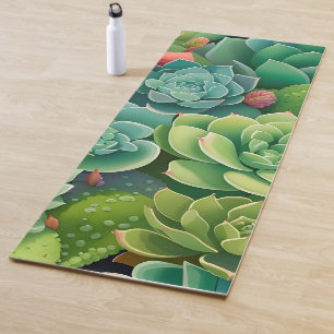 Emerald Botanical Succulent Elegance Yoga Mat