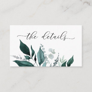 Emerald Botanical Woodland Wedding Details Enclosure Card