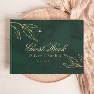 Emerald Botanicel Enchanted Green and Gold Wedding Guest Book