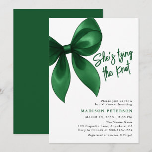 Emerald Bow She's Tying the Knot Bridal Shower Invitation