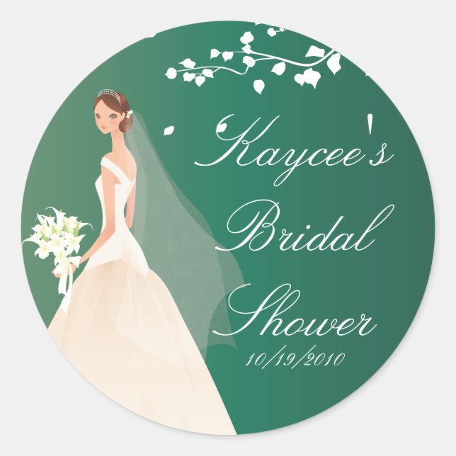 Emerald Bride Bridal Shower Sticker (Front)