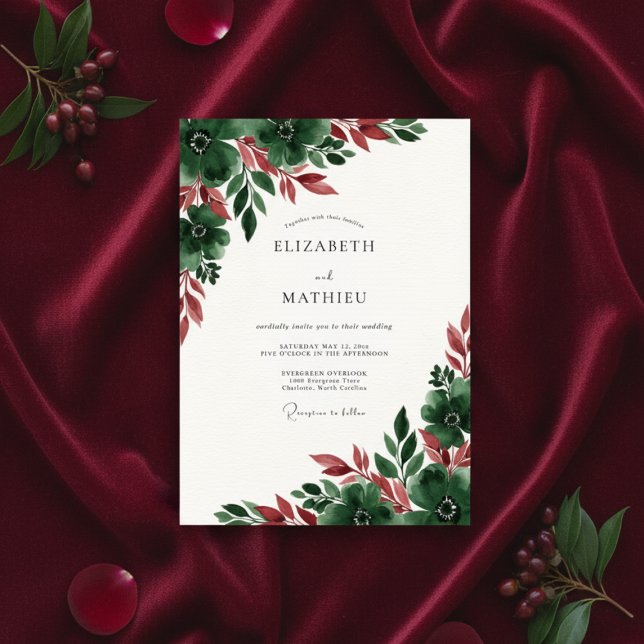 Emerald Brushstroke Wedding Invitation (Creator Uploaded)