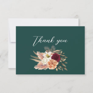 Emerald Burgundy Wedding Thank You Card
