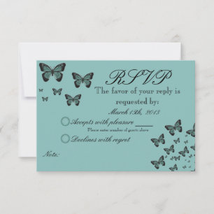 Emerald Butterflies RSVP Card