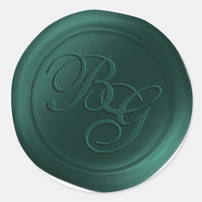 Emerald Calligraphy Monogram Wax Seal Stickers (Front)