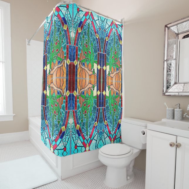 Emerald Castle Wizard of Oz Stainglass Shower Curtain (In Situ)