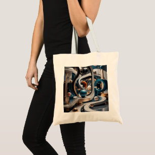 Emerald Celestial Mountains Surreal Teal Tote Bag