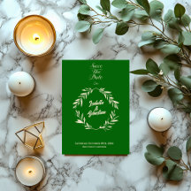 Emerald & Champagne Rhombus Wedding Save the Date
