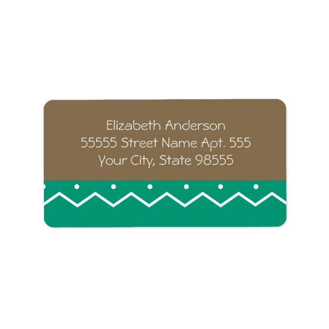 Emerald Chevrons and Polka Dots With Name Label (Front)