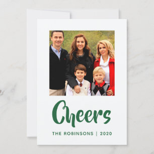 Emerald Christmas Drapery Damask Family photo Holiday Card