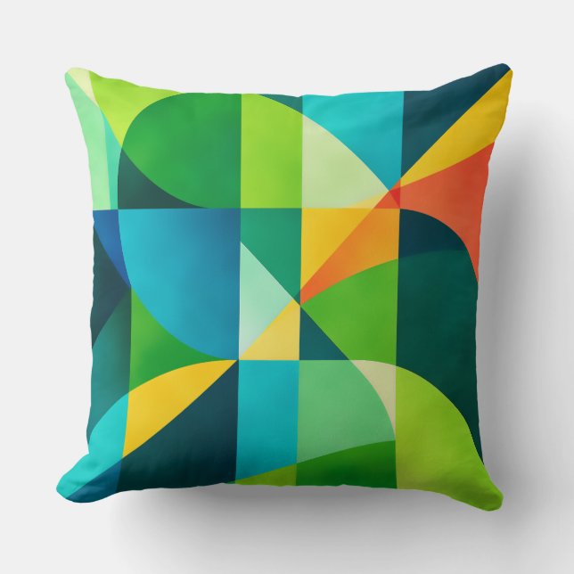 Emerald Citrus Geometric Abstract Cushion (Front)