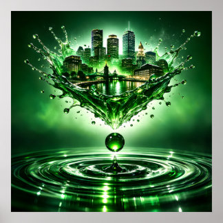 Emerald City Boston Liquid Art Poster