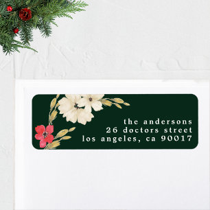emerald classic watercolor floral Return Address Label