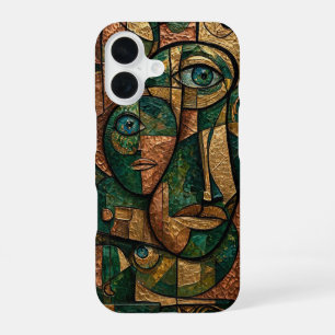 Emerald Copper Gold Cubist Triple Faces iPhone 16 Case