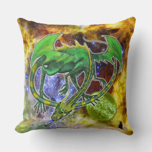 Emerald Cosmic Dragon Cushion