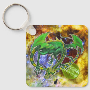 Emerald Cosmic Dragon  Key Ring