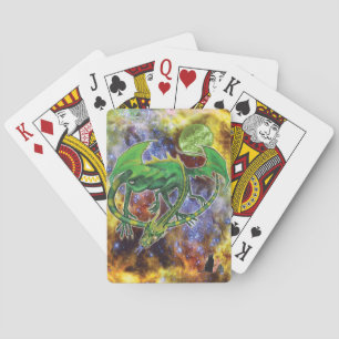 Emerald Cosmic Dragon Playing Cards
