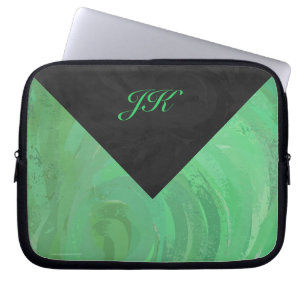 Emerald Cream and Black Monogram Laptop Sleeve