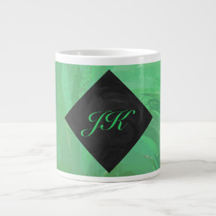 Emerald Cream and Black Monogram Large Coffee Mug