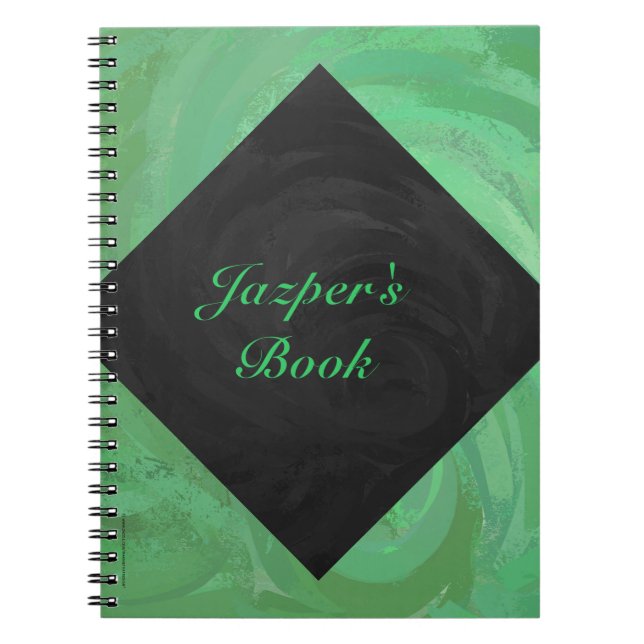 Emerald Cream and Black Monogram Notebook (Front)