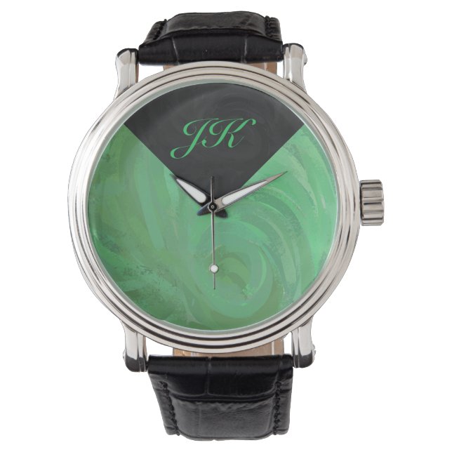 Emerald Cream and Black Monogram Watch (Front)